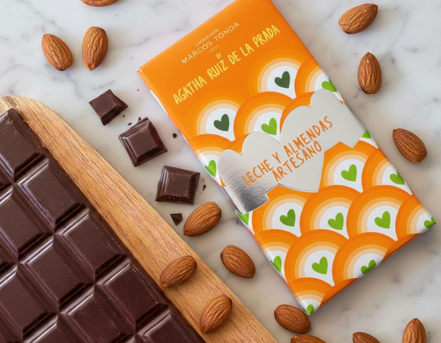 Ambachtelijke melkchocolade met amandelen