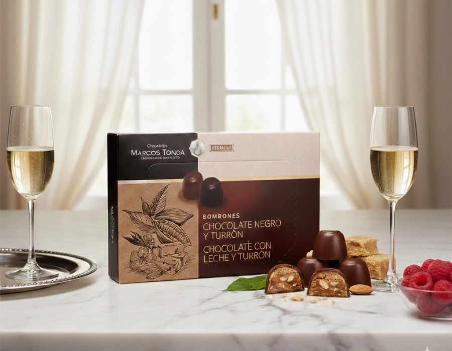 [Mix van bonbons: puur & melk met turrón] Mix van bonbons: puur & melk met turrón